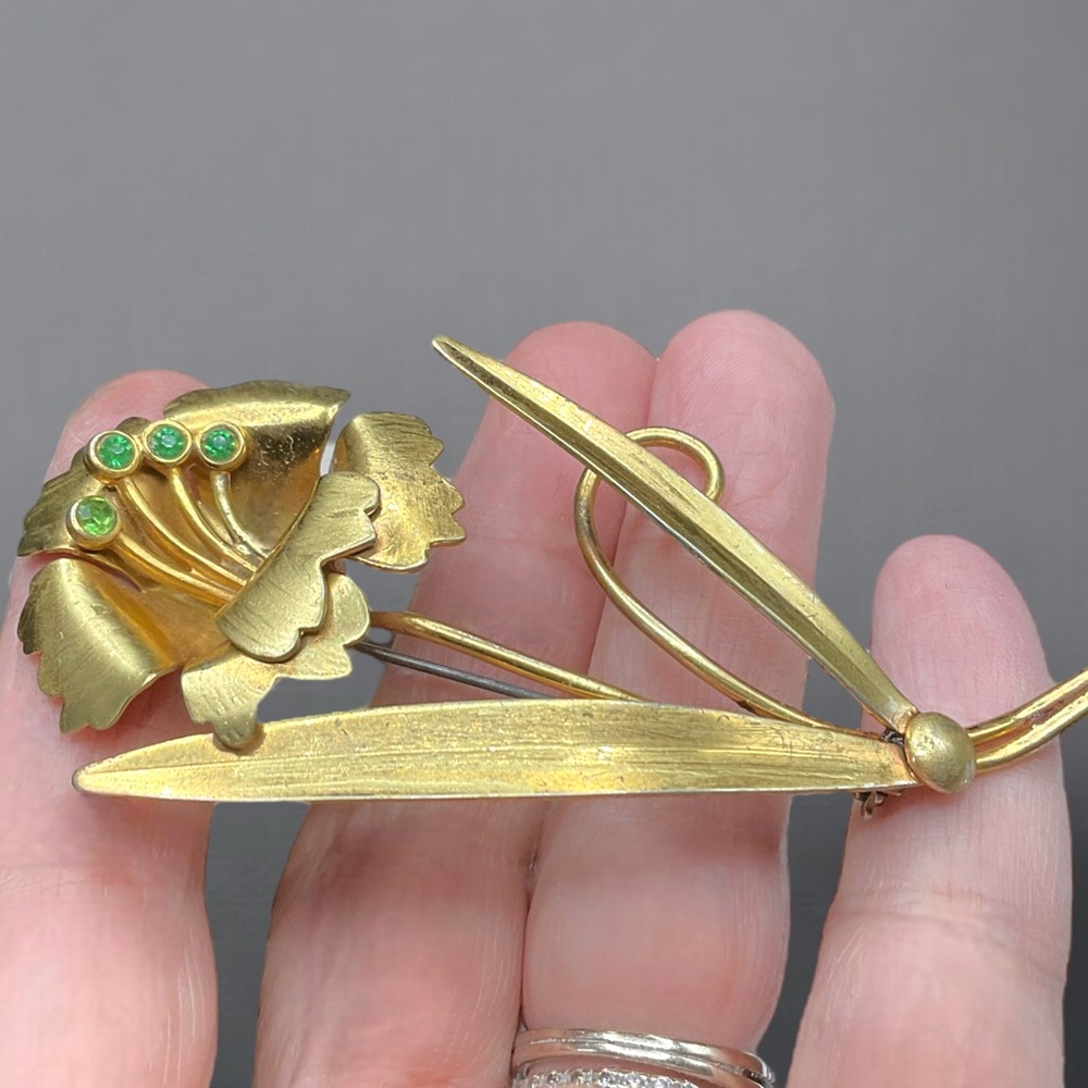 🌺Large Vintage Sterling/Gold Vermeil Flower Brooch-17 + grams